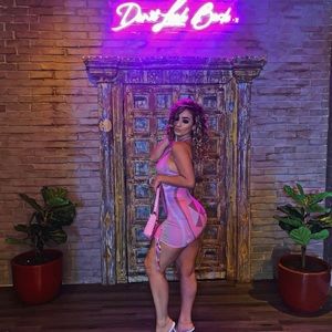 Pink mini halter dress